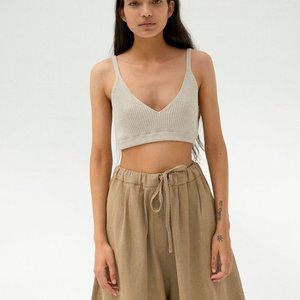 Monica Cordera - Taupe Ribbed Knit Top - One Size